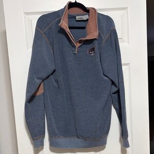 Men's Blue and Brown Zip-Up Sweater
